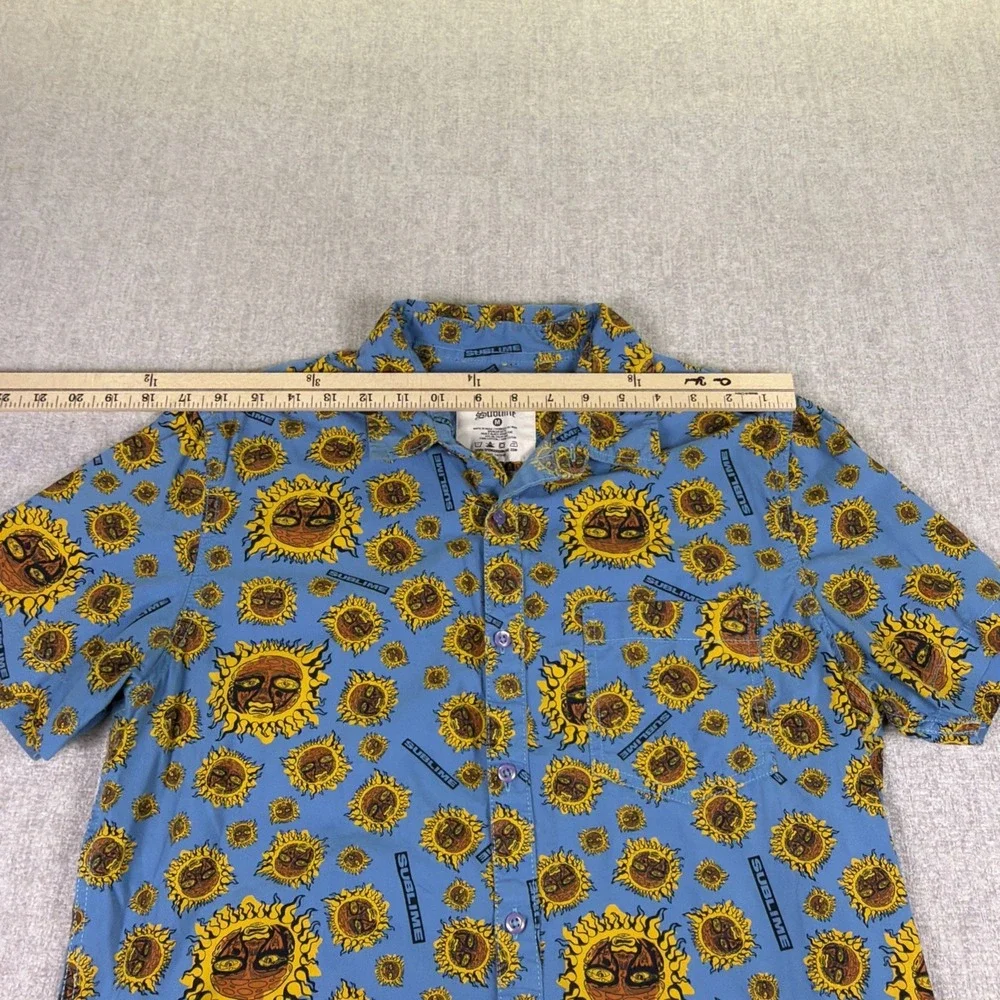 Sublime Shirt Men Sz Medium 4:20 Sun All-Over Print Button Down Short sleeve